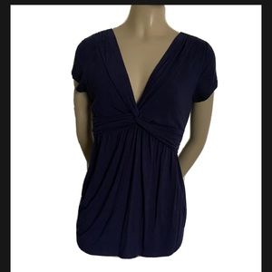 Boden Navy Blue Twist Front V-Neck Top women’s size 2